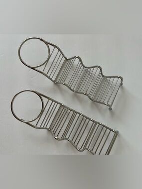 Set of 2 taco and hot sauce holders - holds 3 tacos & hot sauce  stainless steel